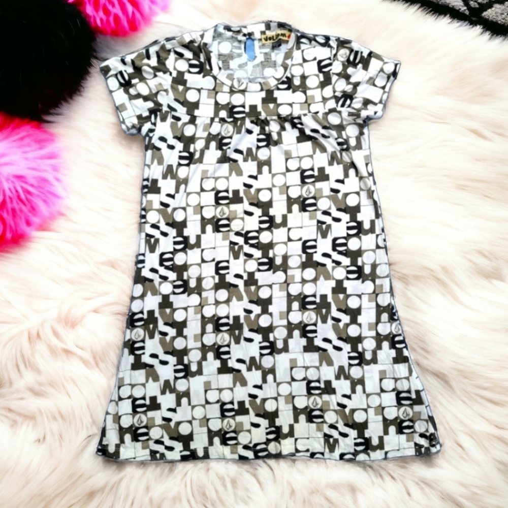 Volcom Girls Logo Graphic Knee Length Dress Size Medium